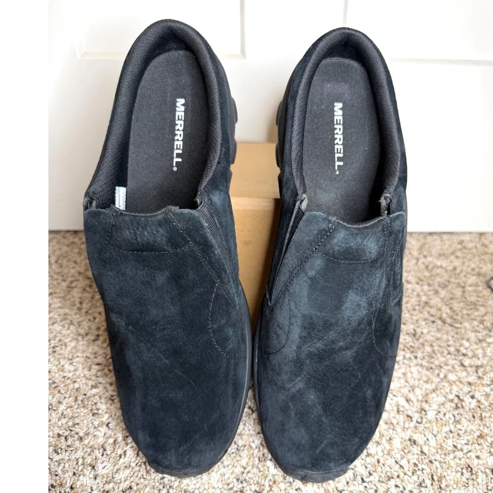 Merrell Mens Jungle Moc Explorer Black Suede Slip On Shoes Worn Once Size 13